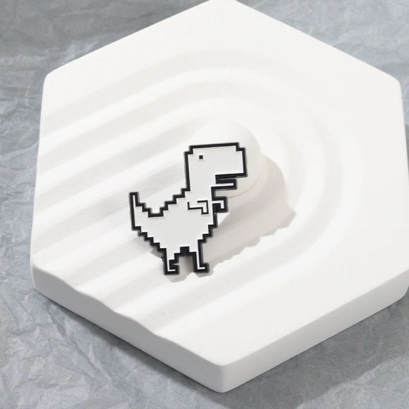 Pixel T-Rex Enamel Pin – Funny Geek Dinosaur Brooch - Picture 7 of 7